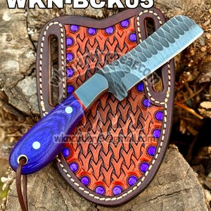 handmade bull cutter knife, high carbon steel knife, hand forge 6" bull cutter knife with belt sheath daily carry best gift for him-father.
