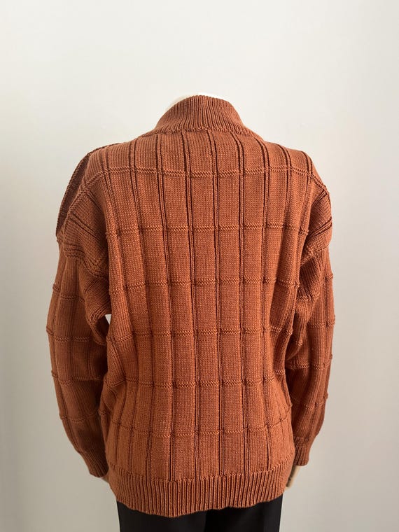 Jason Bourne Sweater: Rust Brown Ribbed Knit Half Zip Pullover - Etsy