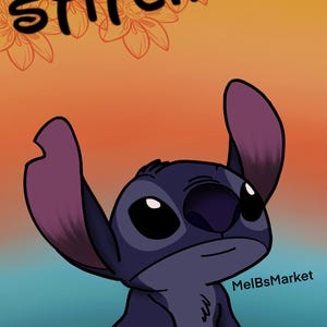 Stitch Digital Print Artwork Stitch Character Print Poster Print Out Download Kids Room Wall Decor