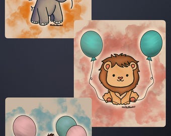 Elephant Wall Art Lion Wall Art Monkey Wall Art Digital Nursery Animal Prints