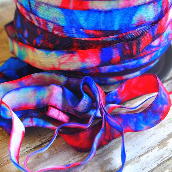 5/8 Inch Foldover Elastic-5 Yards-Fireworks Tie Dye Elastic