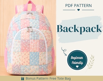 Backpack Sewing Pattern | Bag Pattern | Beginner Pattern | Easy Backpack Pattern | Sewing Pattern | PDF Sewing Pattern | Easy Bag Pattern