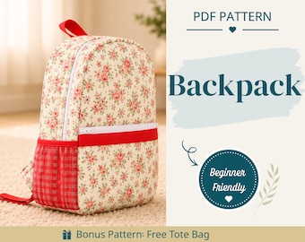Backpack Sewing Pattern | Bag Pattern | Beginner Pattern | Easy Backpack Pattern | Sewing Pattern | PDF Sewing Pattern | Easy Bag Pattern