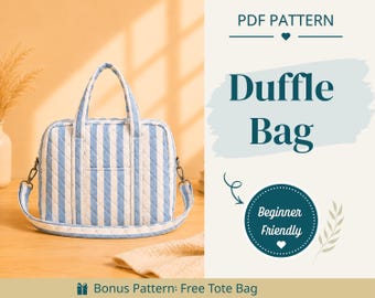 Duffle Bag Sewing Pattern | Travel Bag Pattern | Beginner Pattern | Bag Pattern | Sewing Pattern | PDF Sewing Pattern | Large Bag Pattern