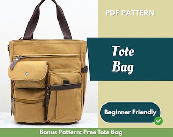 Tote Bag Sewing Pattern | Bag Pattern | Beginner Pattern | Handbag Pattern | Sewing Pattern | PDF Sewing Pattern | Easy Tote Bag Pattern