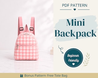 Backpack Sewing Pattern | Bag Pattern | Beginner Pattern | Mini Backpack Pattern | Sewing Pattern | PDF Sewing Pattern | Easy Bag Pattern