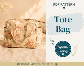 Tote Bag Sewing Pattern | Bag Pattern | Beginner Pattern | Women Bag Pattern | Sewing Pattern | PDF Sewing Pattern | Easy Tote Bag Pattern