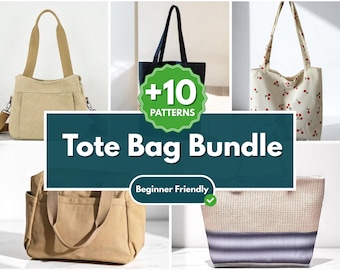 Tote Bag Pattern | Sewing Pattern | Beginner Pattern | Bag Pattern | Tote Bag Bundle | PDF Sewing Pattern | Easy Sewing Patterns
