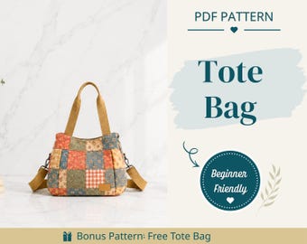 Tote Bag Sewing Pattern | Bag Pattern | Beginner Pattern | Women Bag Pattern | Sewing Pattern | PDF Sewing Pattern | Easy Tote Bag Pattern