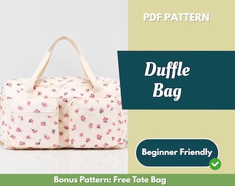 Duffle Bag Sewing Pattern | Travel Bag Pattern | Beginner Pattern | Bag Pattern | Sewing Pattern | PDF Sewing Pattern | Large Bag Pattern
