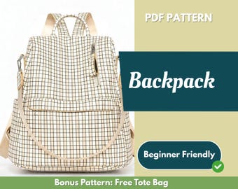 Backpack Sewing Pattern | Bag Pattern | Beginner Pattern | Easy Backpack Pattern | Sewing Pattern | PDF Sewing Pattern | Easy Bag Pattern