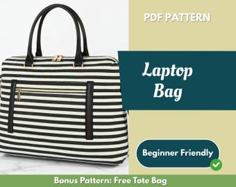 Laptop Bag Sewing Pattern | Bag Pattern | Beginner Pattern | Briefcase Pattern | Sewing Pattern | PDF Sewing Pattern | Easy Bag Pattern