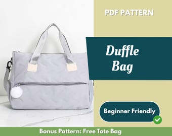 Duffle Bag Sewing Pattern | Travel Bag Pattern | Beginner Pattern | Bag Pattern | Sewing Pattern | PDF Sewing Pattern | Large Bag Pattern