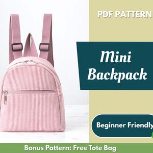 Schnittmuster für Rucksack | Taschenmuster | Anfängermuster | Mini-Rucksack-Muster | Schnittmuster | PDF-Schnittmuster | Einfaches Taschenmuster