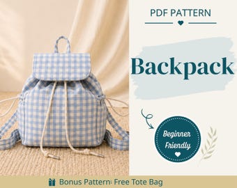 Backpack Sewing Pattern | Bag Pattern | Beginner Pattern | Easy Backpack Pattern | Sewing Pattern | PDF Sewing Pattern | Easy Bag Pattern
