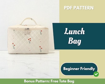 Lunch Bag Sewing Pattern | Bag Pattern | Beginner Pattern | Mini Bag Pattern | Sewing Pattern | PDF Sewing Pattern | Easy Bag Pattern