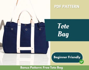 Tote Bag Sewing Pattern | Bag Pattern | Beginner Pattern | Handbag Pattern | Sewing Pattern | PDF Sewing Pattern | Easy Tote Bag Pattern