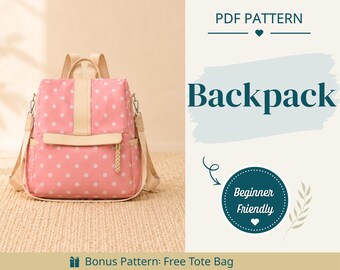 Backpack Sewing Pattern | Bag Pattern | Beginner Pattern | Easy Backpack Pattern | Sewing Pattern | PDF Sewing Pattern | Easy Bag Pattern