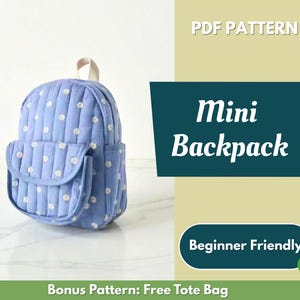 Backpack Sewing Pattern | Bag Pattern | Beginner Pattern | Mini Backpack Pattern | Sewing Pattern | PDF Sewing Pattern | Easy Bag Pattern