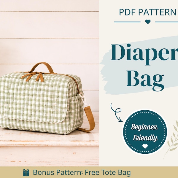 Diaper Bag Sewing Pattern | Sewing Bag Pattern | Beginner Pattern | Bag Pattern | Sewing Pattern | PDF Sewing Pattern | Easy Bag Pattern