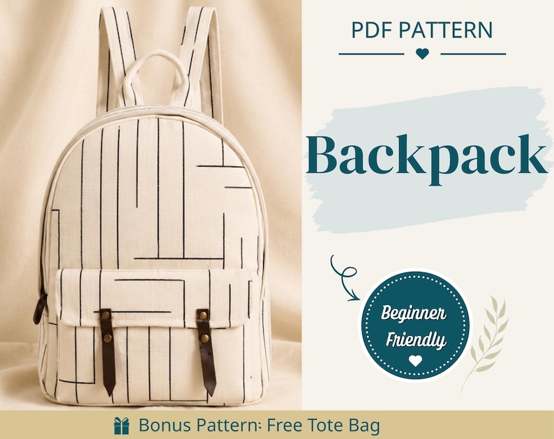 Backpack Sewing Pattern | Bag Pattern | Beginner Pattern | Mini Backpack Pattern | Sewing Pattern | PDF Sewing Pattern | Easy Bag Pattern image 1