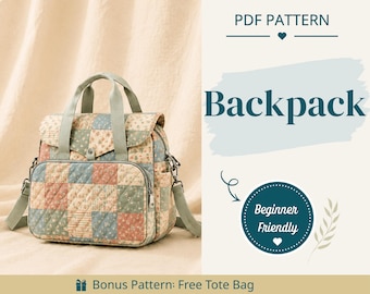Backpack Sewing Pattern | Bag Pattern | Beginner Pattern | Easy Backpack Pattern | Sewing Pattern | PDF Sewing Pattern | Easy Bag Pattern