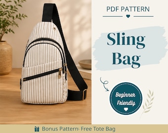 Sling Bag Sewing Pattern | Sling Bag Pattern | Beginner Pattern | Bag Pattern | Sewing Pattern | PDF Sewing Pattern | Easy Sling Bag Pattern