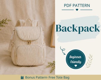 Backpack Sewing Pattern | Bag Pattern | Beginner Pattern | Easy Backpack Pattern | Sewing Pattern | PDF Sewing Pattern | Easy Bag Pattern