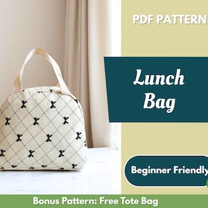 Lunch Bag Sewing Pattern | Bag Pattern | Beginner Pattern | Mini Bag Pattern | Sewing Pattern | PDF Sewing Pattern | Easy Bag Pattern