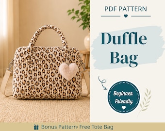 Duffle Bag Sewing Pattern | Travel Bag Pattern | Beginner Pattern | Bag Pattern | Sewing Pattern | PDF Sewing Pattern | Large Bag Pattern