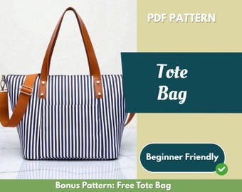 Tote Bag Sewing Pattern | Bag Pattern | Beginner Pattern | Women Bag Pattern | Sewing Pattern | PDF Sewing Pattern | Easy Tote Bag Pattern