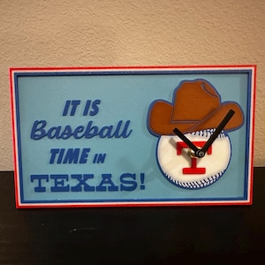 Texas Rangers Clock It is Baseball Time in Texas Desktop Clock / Desk Sign / inspired clock / wall art / wall decor / office decor