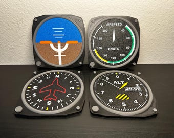 Aviation Instrument Coasters Gift for Pilots Aviators Flight Instructors Aviation Enthusiasts