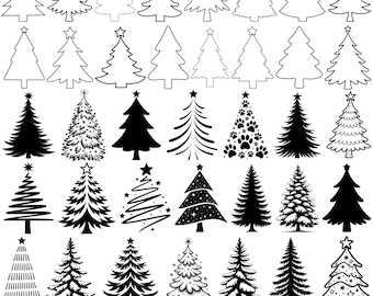 Christmas Tree Svg Bundle, Christmas Svg, Christmas Tree Clipart, Christmas Tree Silhouette, Png, Christmas Ornaments Svg, Instant Download