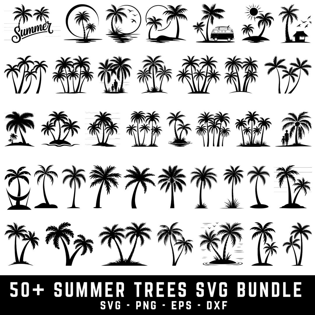 Beach Scene Svg Bundle, Beach Life Svg, Island Palm Tree Svg, Instant ...