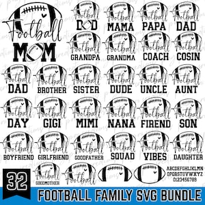 Football Family svg Bundle, Football svg, Football Dad svg, Football Mom svg, Football Nana svg, Football Shirts svg, Digital Cricut Files
