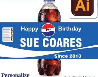 Custom Birthday Cola Bottle Label, Personalized Party Decoration (Digital Download)