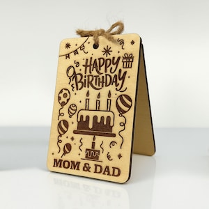 Gelukkige verjaardagskaart svg | Lasergesneden houten kaartsjabloon | Ontwerp taart en cupcake | A7-begroeting | DXF AI CDR-bestanden | Klaar voor Glowforge