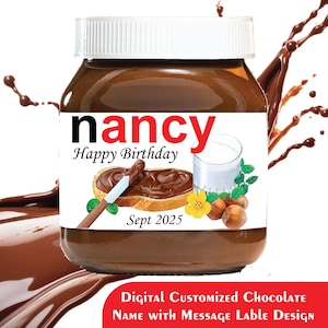 Personalized Chocolate Spread Label: Custom Name Vinyl Sticker (Digital Download