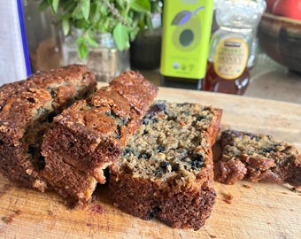 Organic Blue Berry Banana Bread | Homemade Moist Breakfast Loaf | Fresh Artisan Quick Bread