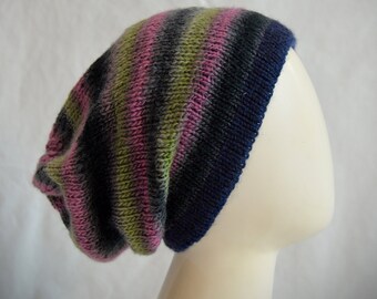 Multicolor hand knitted slouchy beanie - Beach Bum