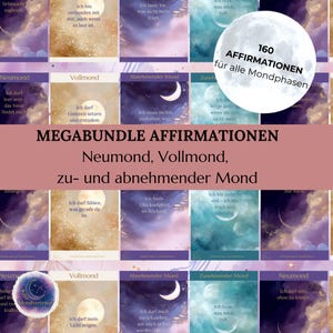Megabundle Affirmationen | alle Mondphasen  | 160 Karten | feminine Energie | Selbstfürsorge | PDF | PNG | Screensaver | Digital Download