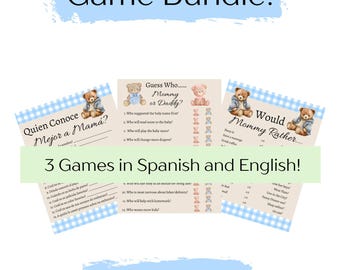 Bilingual Baby Shower Games! Blue Bear Theme