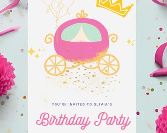 Princess Birthday Invitation, Horse And Carriage Invitation, Princess Party, Carriage, Princess Birthday Invitation, Magical Day Princess