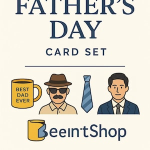 Afdrukbare Vaderdagkaartenset – elegante cadeaubonnen voor papa – 5 minimalistische ontwerpen – direct downloaden