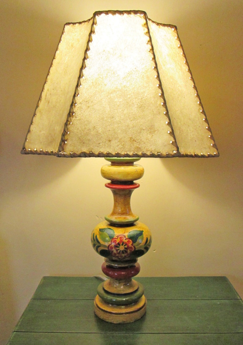 Monterey Style Table Lamp With Genuine Rawhide Shade