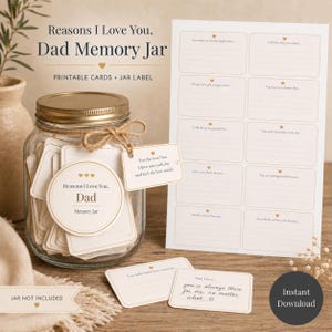 Dad Memory Jar Kit, Reasons I Love You Cards, Sentimental Gift (Digital Download)