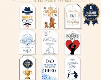 Etiquetas de regalo para el Día del Padre imprimibles, Etiquetas de Feliz Día del Padre, Etiquetas de regalo para papá, Etiquetas de regalo imprimibles para papá, Descarga instantánea