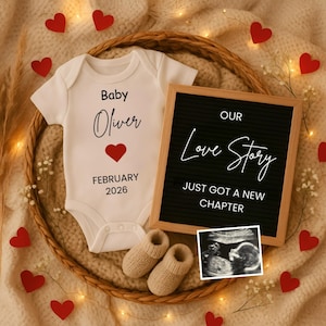 Valentines Day Pregnancy Announcement Digital, Baby Announcement Template, February Gender Neutral Baby Reveal, February 2026 Baby Reveal