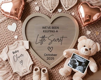 Simple Digital Pregnancy Announcement,Gender Neutral Heart Baby Announcement Modern Editable Social Media Baby Reveal Template,Canva Edits